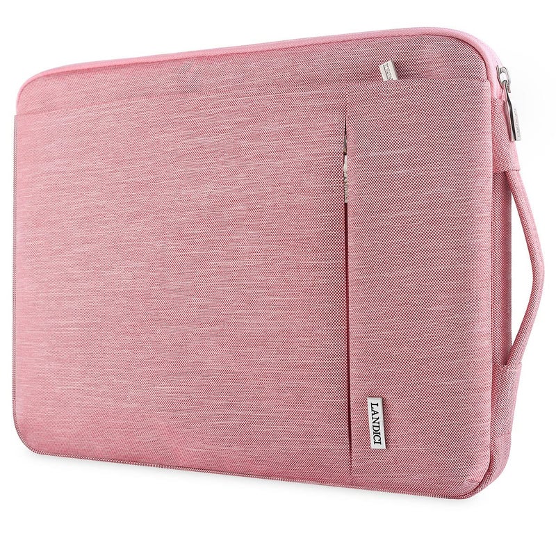 LANDICI حافظة لابتوب LANDICI 360° الواقية مقاس 11.6 بوصة لجهاز Surface Pro 7 8 9 / Laptop Go 2 3، MacBook Air 11، حقيبة كمبيوتر صغيرة لحمل أجهزة Chromebook مقاس 11-12 بوصة، للنساء، نحيفة، مضادة للصدمات، وردية - Image 1